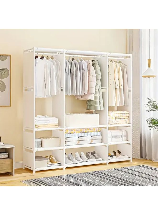 Black 3 Door Metal Wardrobe Large Capacity Storage For Clothes Shoes Bags Quilts - Image 4
